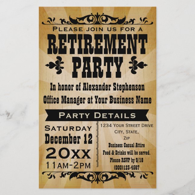 Custom Vintage Country Retirement Party Invitation (Front)
