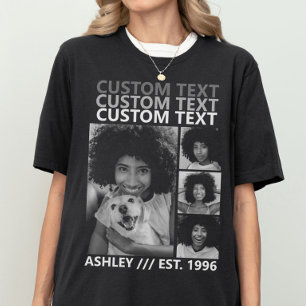 Custom Vintage Create Your Own 4 Photo Collage T-Shirt