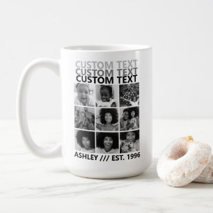 Custom Vintage Create Your Own 9 Photo Collage Coffee Mug