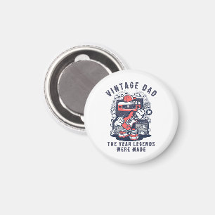 Custom Vintage Dad Legend Year Retro Cassette Magnet