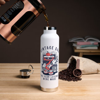 Custom Vintage Dad Legend Year Retro Cassette Water Bottle
