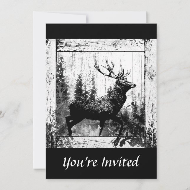 Custom Vintage Design Stag, Bachelor Party Invite (Front)