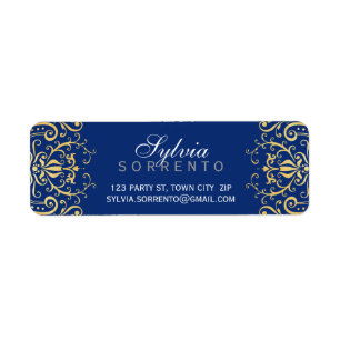 CUSTOM vintage élégant filigree damask marine or