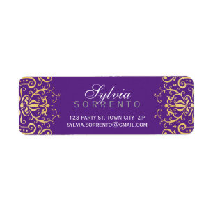 CUSTOM vintage élégant filigree damask or violet