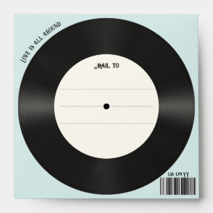 Custom Vintage Faux Vinyl Record Photo Wedding  Envelope