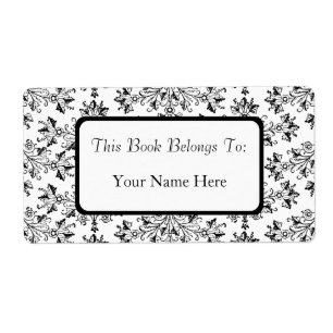 Custom Vintage Floral Damask Pattern Bookplate