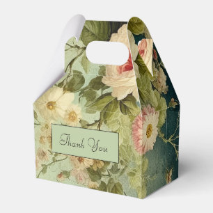 Custom Vintage Floral Rose Greenery  Favor Box