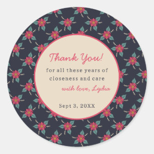 Custom Vintage Floral Thank You Sticker 