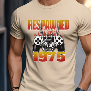 Custom Vintage Gamer Respawned 1975 50th birthday T-Shirt