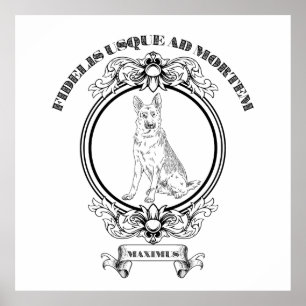 Custom Vintage German Shepherd Crest - Dark Academ Poster