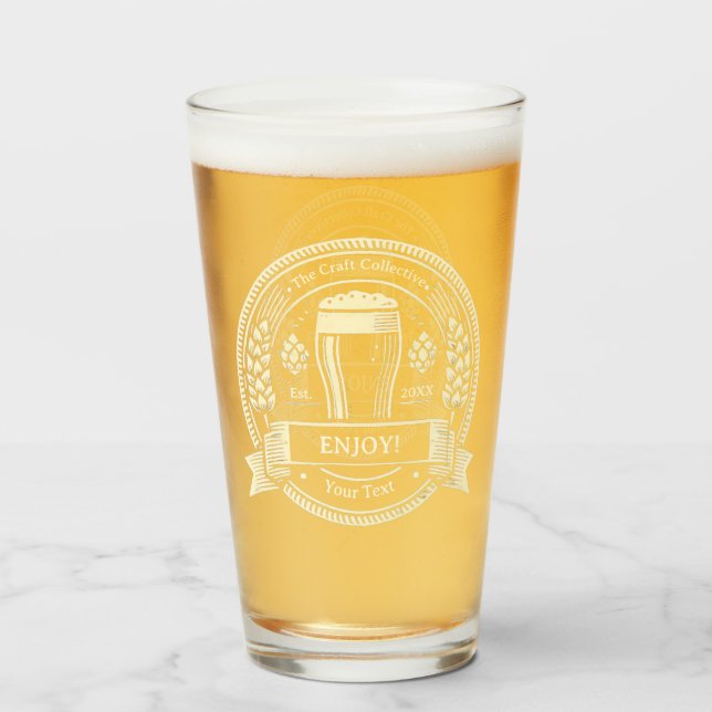 Custom Vintage Glass - Personalized Etched Design (Front Filled)