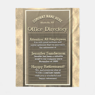 Custom Vintage Gold Retirement Sign Fleece Blanket