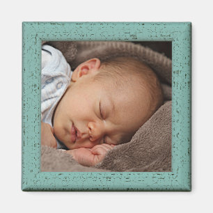 Custom Vintage Green Faux Wood Frame Magnet