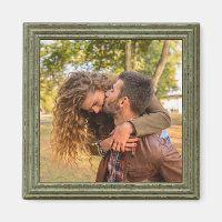 Custom Vintage Green Faux Wood Photo Frame
