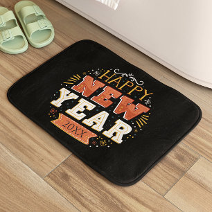 Custom Vintage Happy New Year Eve Design Unique Bath Mat