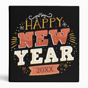 Custom Vintage Happy New Year Eve Design Unique Binder