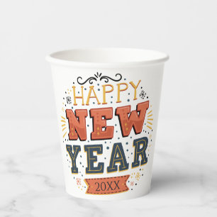 Custom Vintage Happy New Year Eve Design Unique Paper Cups