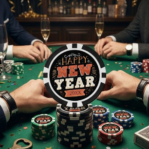 Custom Vintage Happy New Year Eve Design Unique Poker Chips