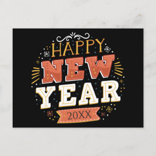 Custom Vintage Happy New Year Eve Design Unique Postcard