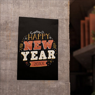 Custom Vintage Happy New Year Eve Design Unique Poster