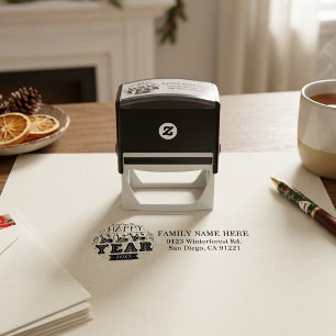 Custom Vintage Happy New Year Eve Design Unique Self-inking Stamp