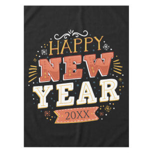 Custom Vintage Happy New Year Eve Design Unique Tablecloth