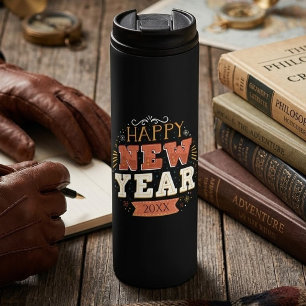 Custom Vintage Happy New Year Eve Design Unique Thermal Tumbler