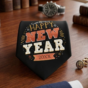 Custom Vintage Happy New Year Eve Design Unique Tie