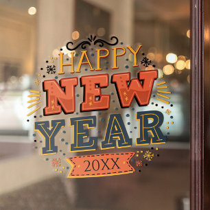 Custom Vintage Happy New Year Eve Design Unique Window Cling