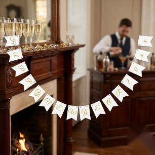 Custom Vintage Happy New Year Eve Party Year Name Bunting Flags