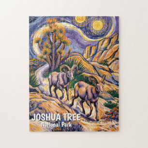 Custom Vintage Joshua Tree Wildlife Sheep Painting Jigsaw Puzzle