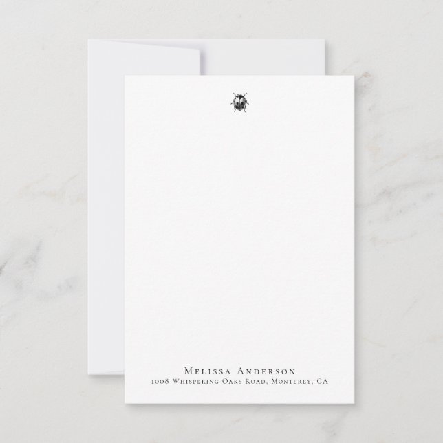 Custom Vintage Ladybug Note Card (Front)