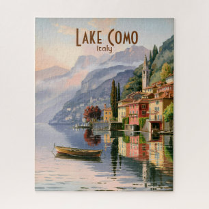 Custom Vintage Lake Como Italy Watercolor Travel Jigsaw Puzzle