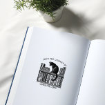 Custom Vintage Library Cat, Book Rubber Stamp<br><div class="desc">This "From the Library Of" rubber stamp features a vintage cat on book shelf with a custom name.</div>