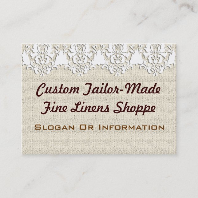 Custom Vintage Linen Large Business Cards (Front)