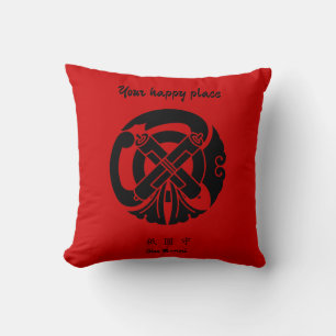 Custom Vintage Minimalist Japanese Family Crest Throw Pillow