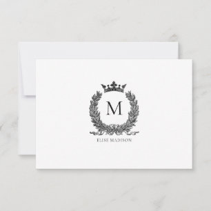 Custom Vintage Monogram Wreath Note Card