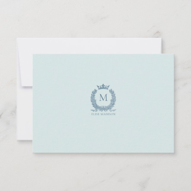 Custom Vintage Monogram Wreath Note Card (Front)