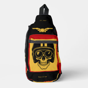 Custom vintage motobike 60s black mustard red sling bag