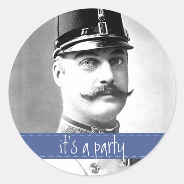 Custom Vintage Moustache / Moustache Party Classic Round Sticker (Front)