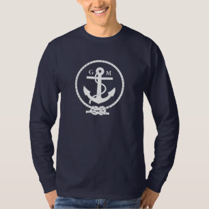 Custom Vintage Nautical Anchor and Line T-Shirt