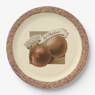 Custom Vintage Peaches Elegant Retro Recipes Paper Plate