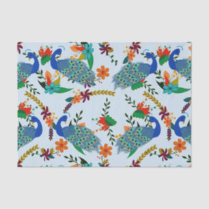 Custom Vintage Peacock Floral Print Tissue Paper