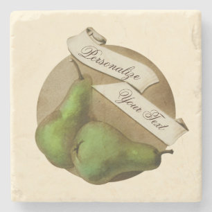 Custom Vintage Pears Retro Fruit Old School Stone Coaster