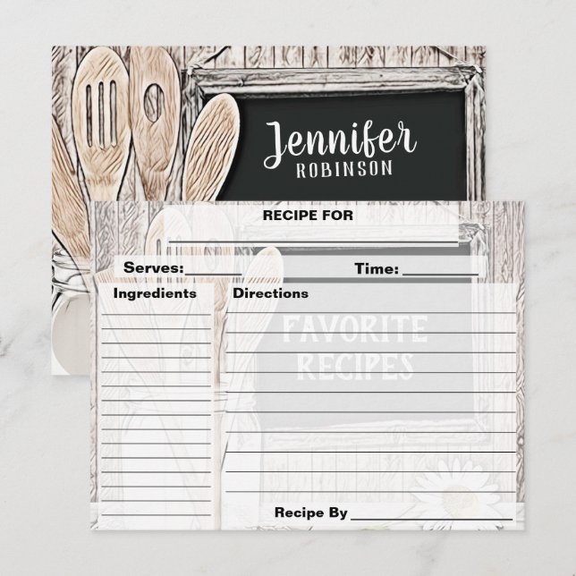 Custom Vintage Personalized Recipe Card (Front/Back)