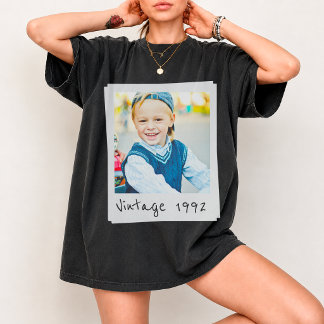 Custom Vintage Photo And Year Birthday 90s Style T-Shirt