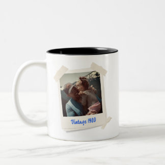 Custom Vintage Photo and Year Gift Two-Tone Coffee Mug