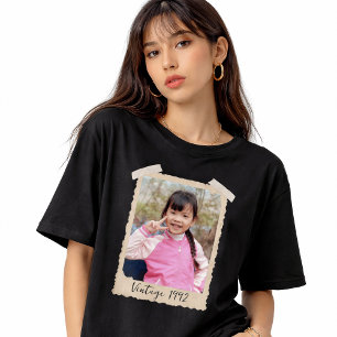 Custom Vintage Photo And Year Nostalgic Birthday T-Shirt