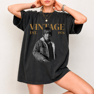 Custom Vintage Photo Birthday Shirt, Retro Year  T-Shirt