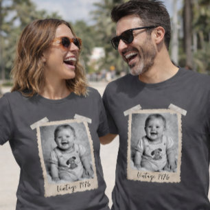 Custom Vintage Photo Shirt, Birthday Custom Year T-Shirt